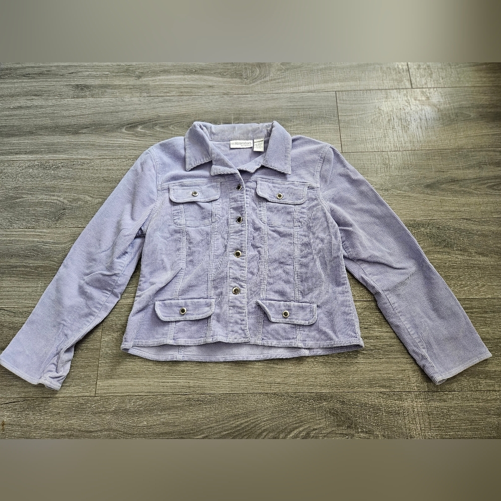 Chadwicks Real Comfort Powder Baby Blue Corduroy Button Up Jacket 12